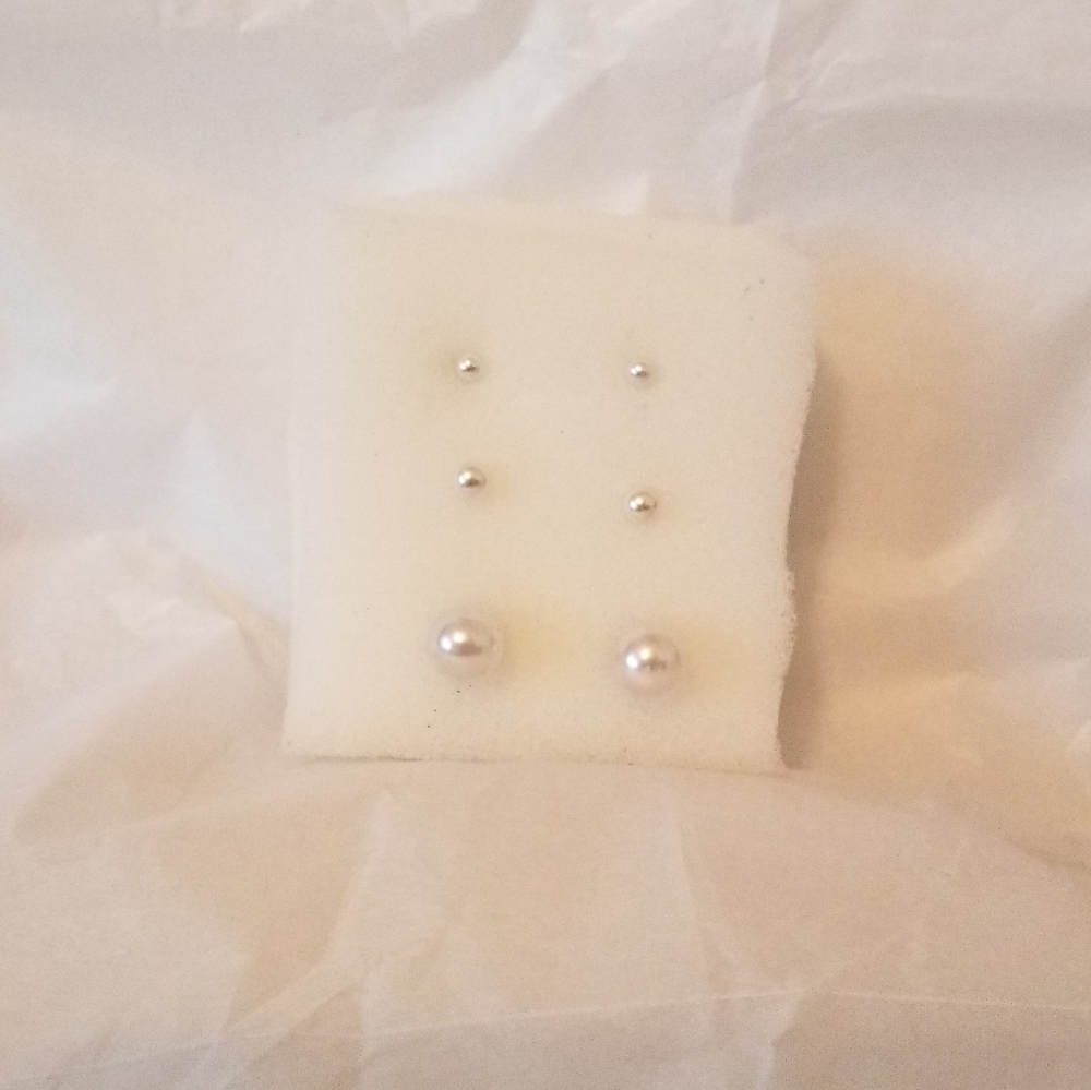Faux Pearl Stud Earrings Set